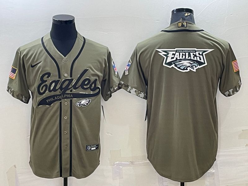 Men Philadelphia Eagles blank salute green 2022 Nike Co branded NFL Jerseys->denver broncos->NFL Jersey